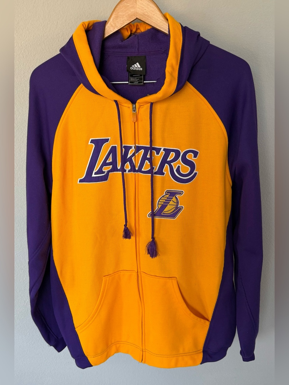 Rare 90s Lakers Adidas Zip‑Up Jacket – Men’s L – Purple/Gold – Style 8969A07